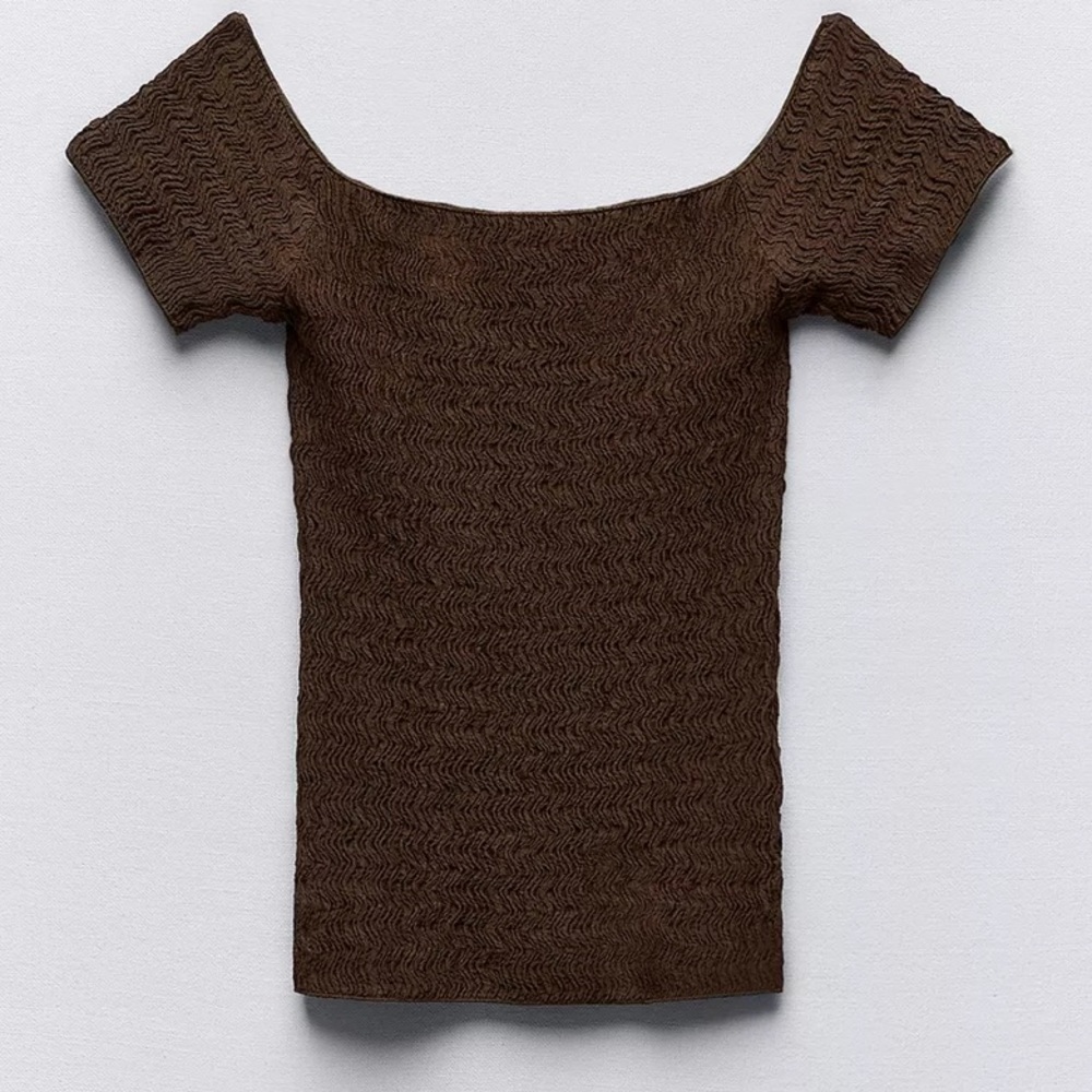 Brown Zara textured top
